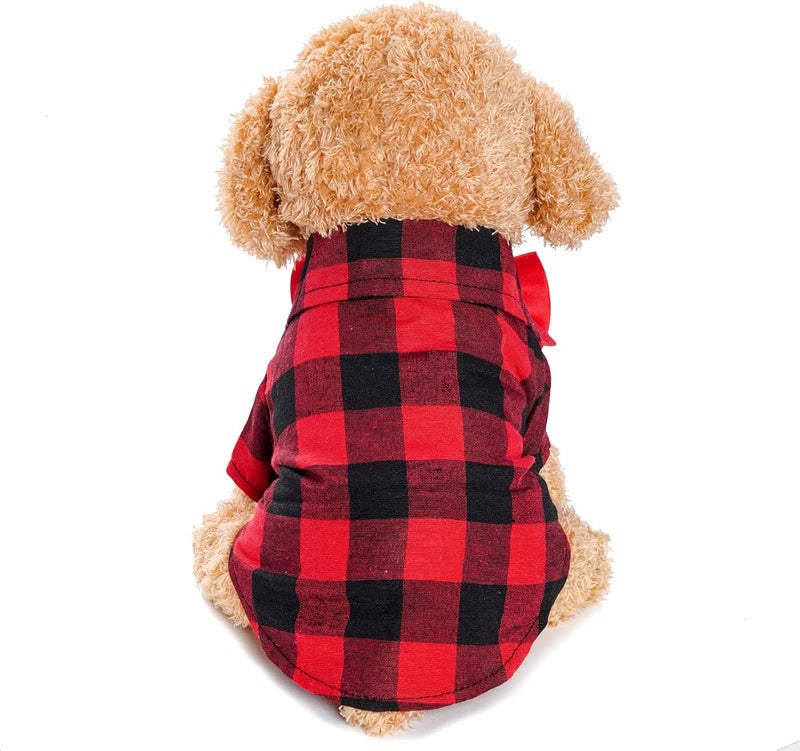 Tongcloud 3 Pack Plaid Puppy Cat Shirt - Cute Dog Shirts for Small Dogs and Cats - Birthday Party and Holiday Photo - Image 5